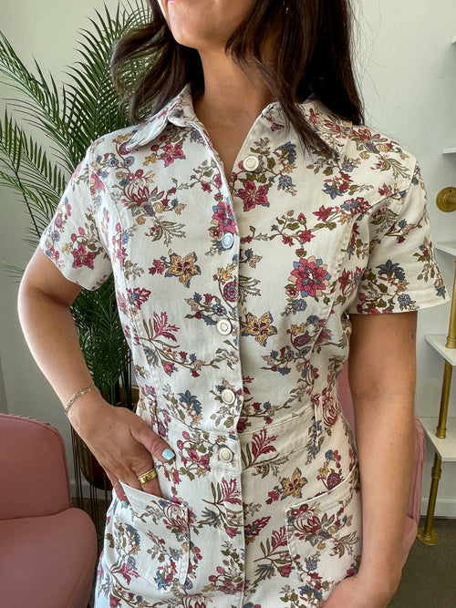 Farah Floral Jumpsuit - Ivory/Multi