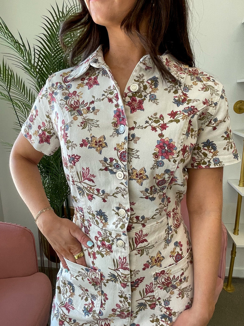 Farah Floral Jumpsuit - Ivory/Multi