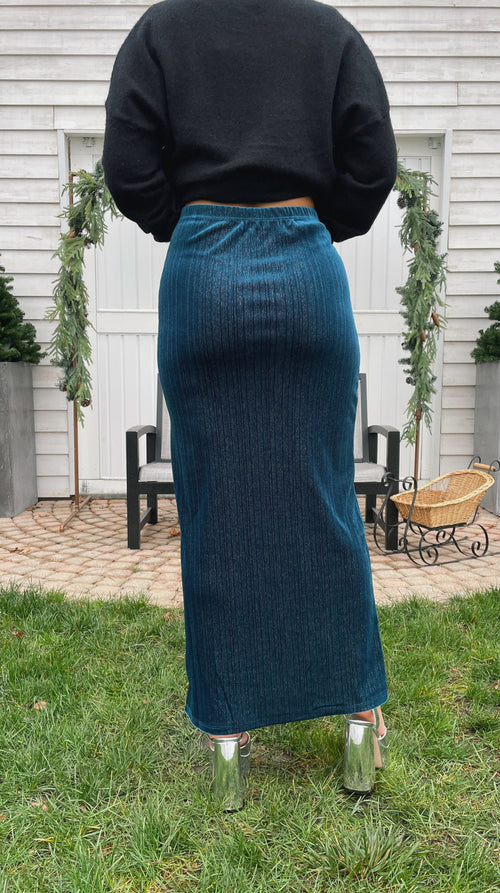 Dark Blue Shimmer Maxi Skirt