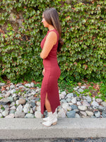 Rachel Sleeveless Rib Knit Dress - Rust