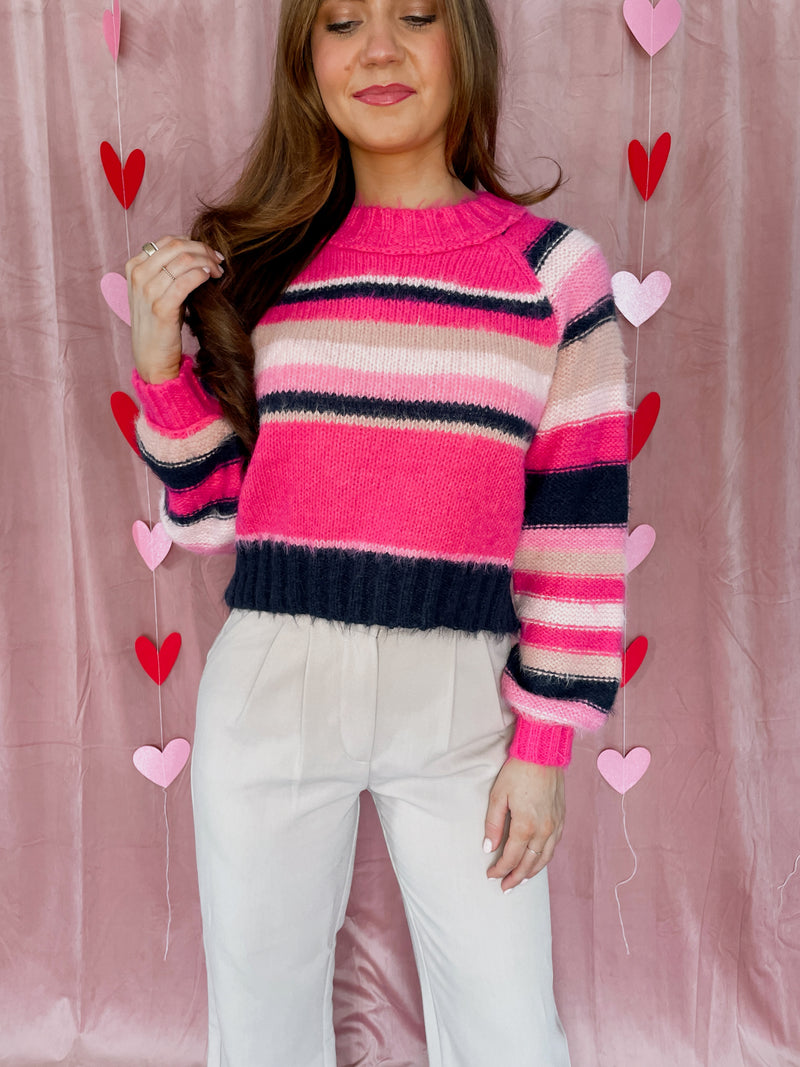 Georgia Striped Sweater - Pink/Multi