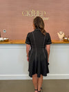 Camille Contrast Stitch Dress -Black