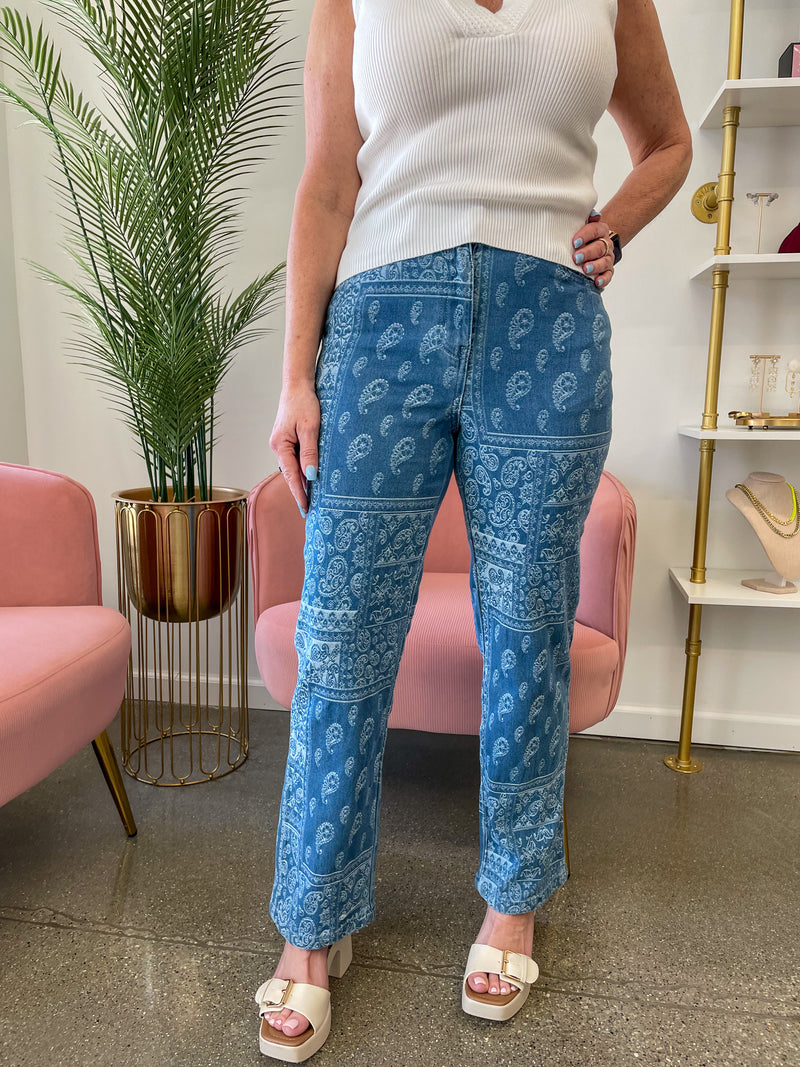 Paisley Jacquard Denim Pants