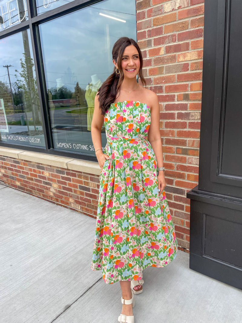 Marigold Floral Midi Dress