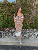 Cocoa & Cream Striped Midi Dress