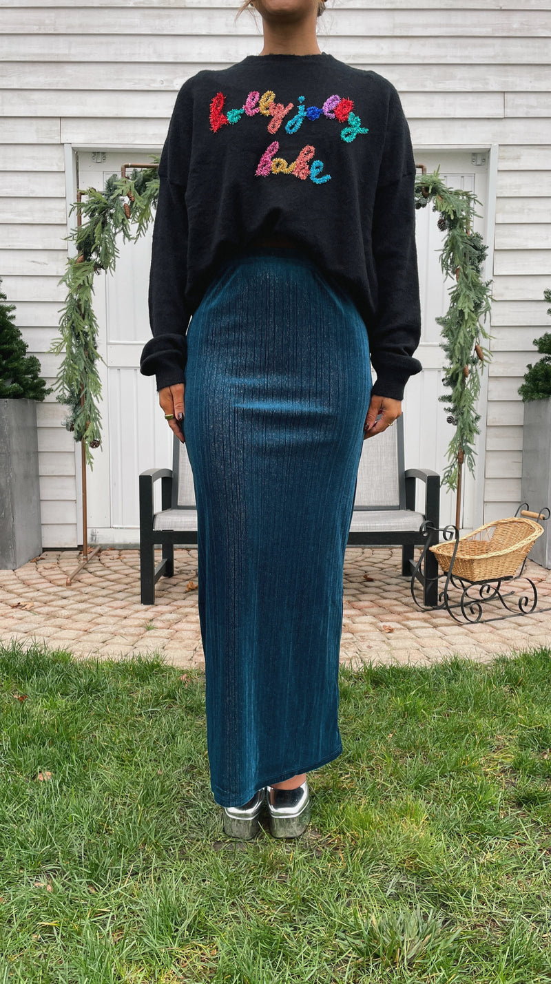 Dark Blue Shimmer Maxi Skirt