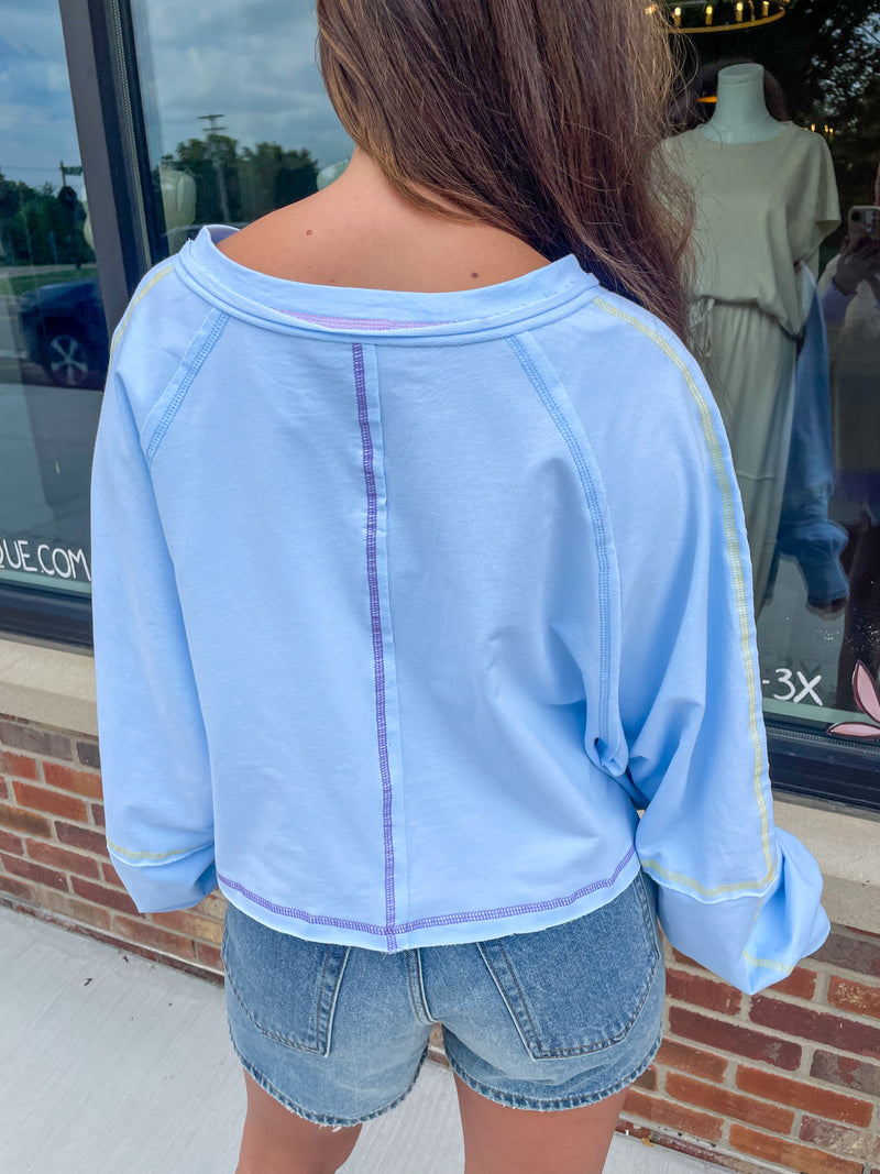 Courtney Stitched Cropped Pullover