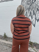 Toffee Striped Sweater Top | Curvy