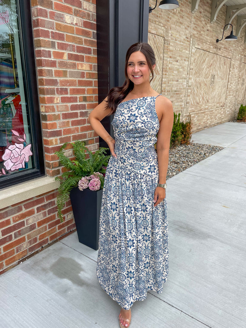 blue mosaic dress Long Dress Collette - BLUE Mosaic | Spring Collection