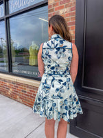 Nora Navy Belted Dress