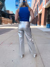 Sideline Silver Faux Leather Pants