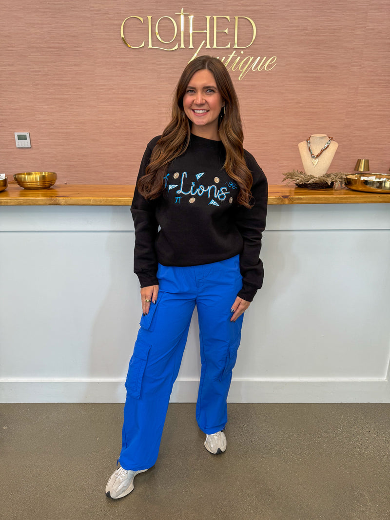 Lions Cheer Embroidered Crewneck