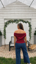 Wine Off the Shoulder Top