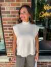 Oat Mock Neck Short Sleeve Top