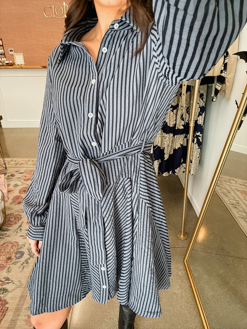 Nella Navy Striped Dress