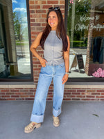 Rita Ribbed Sleeveless Button Up Top