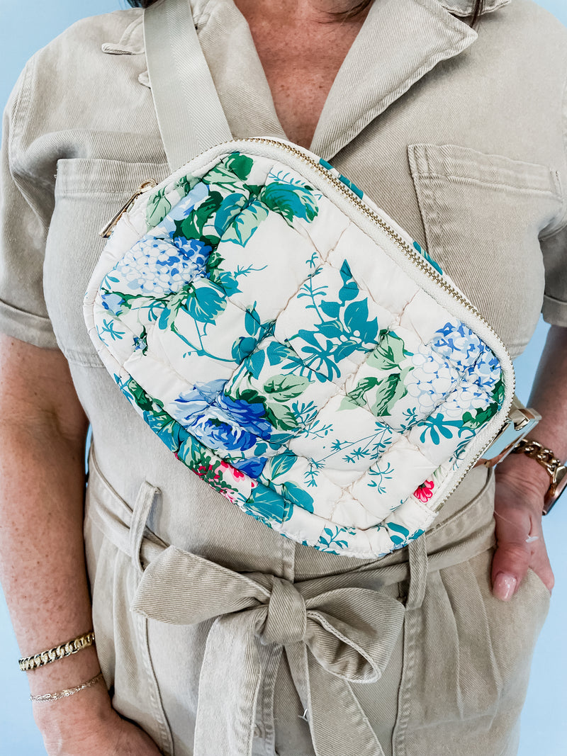 Floral Puff Belt Bag - Cream