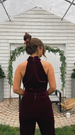 Burgundy Velvet Jumpsuit