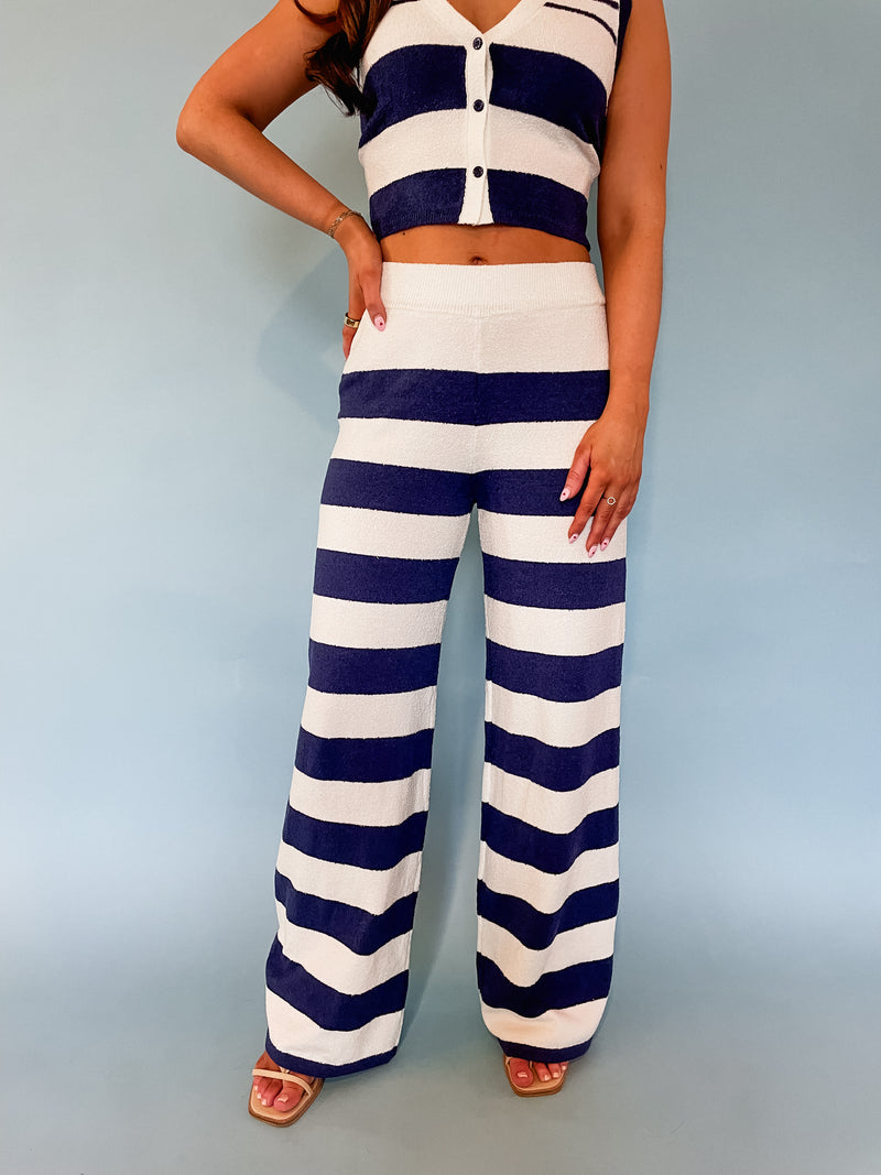 Nauti Striped Pants - Navy/White