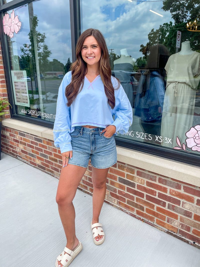 Courtney Stitched Cropped Pullover