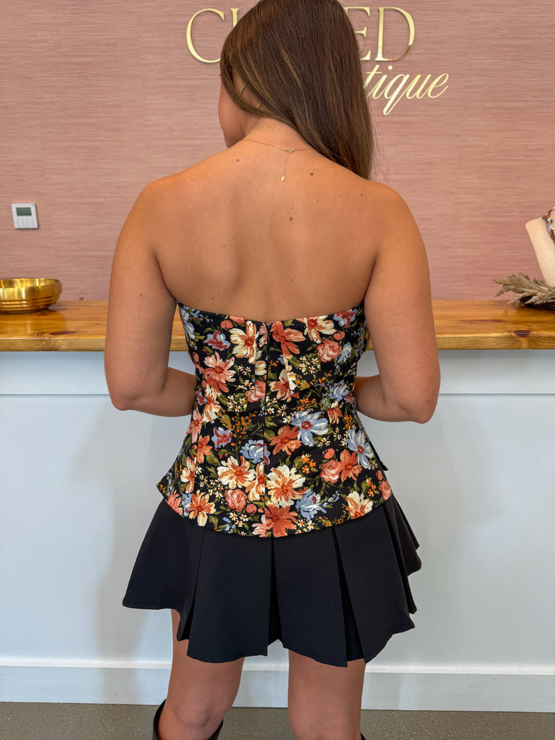 Blakely Floral Top - Black