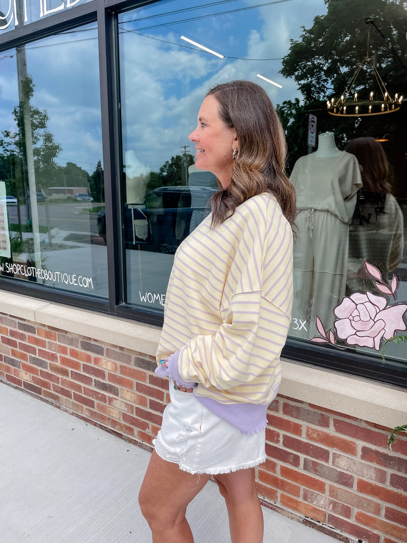Sheila Striped Terry Top - Yellow/Lavender