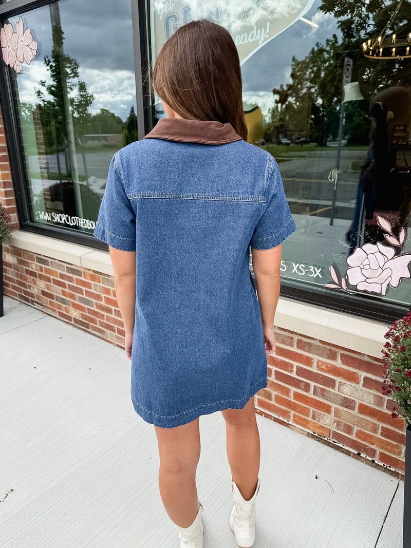 Denim & Suede Shirt Dress
