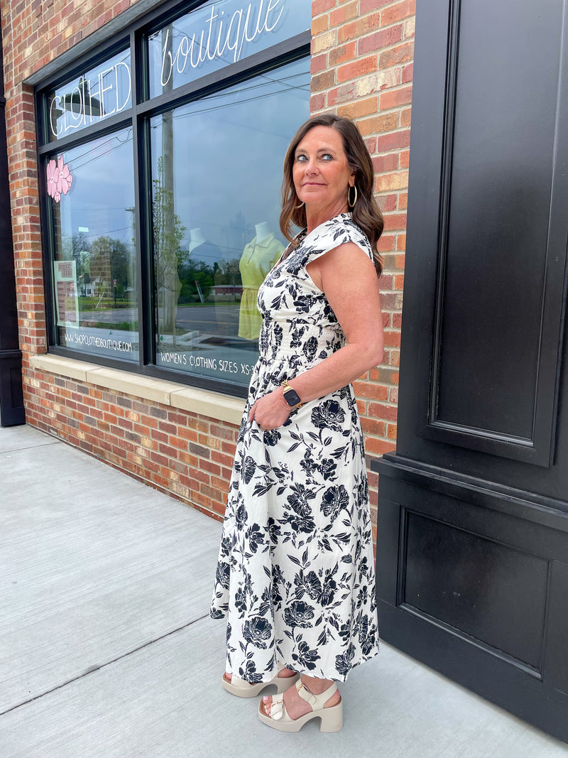 Finley Floral Zip Up Midi Dress