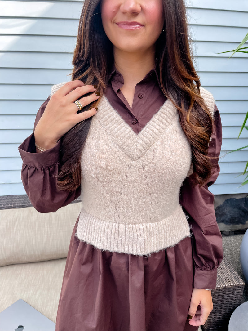 Chocolate Sweater Vest Dress