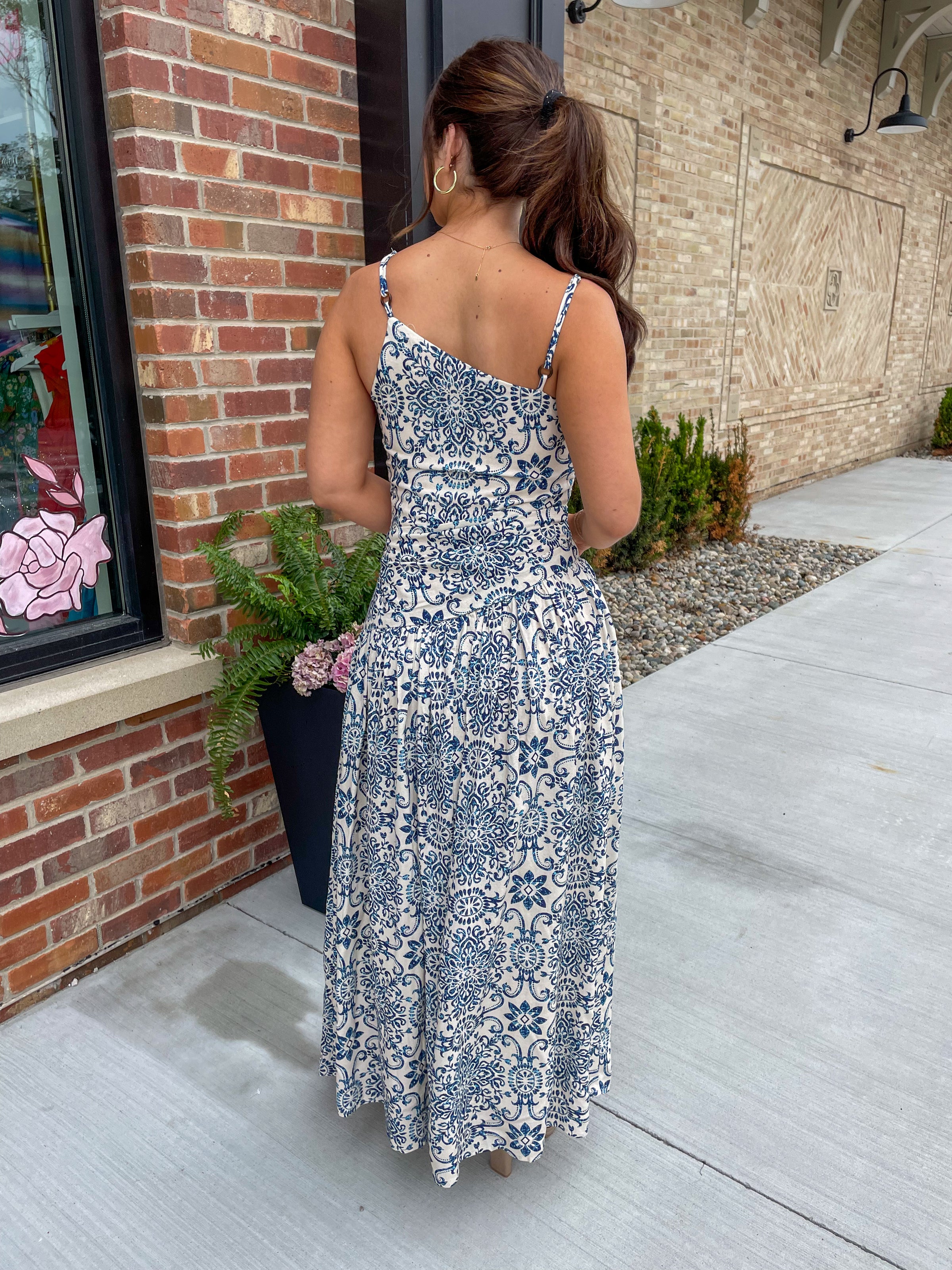 Azalea Mosaic Maxi Dress - Blue L Azalea Mosaic Maxi Dress - Blue L