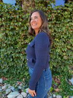 Maggie Button Detail Cardigan - Navy