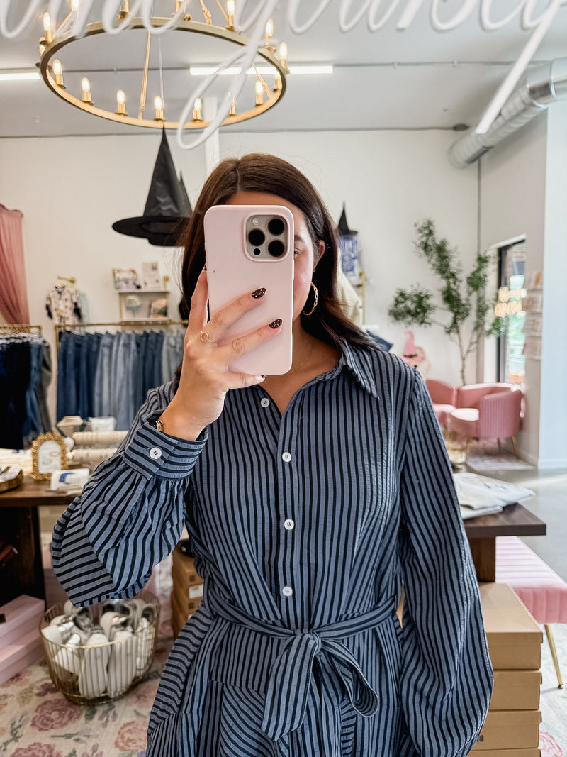 Nella Navy Striped Dress