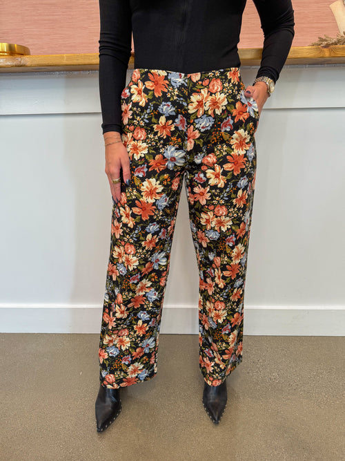 Blakely Floral Pants- Black