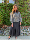 Ava A-Line Midi Skirt - Black