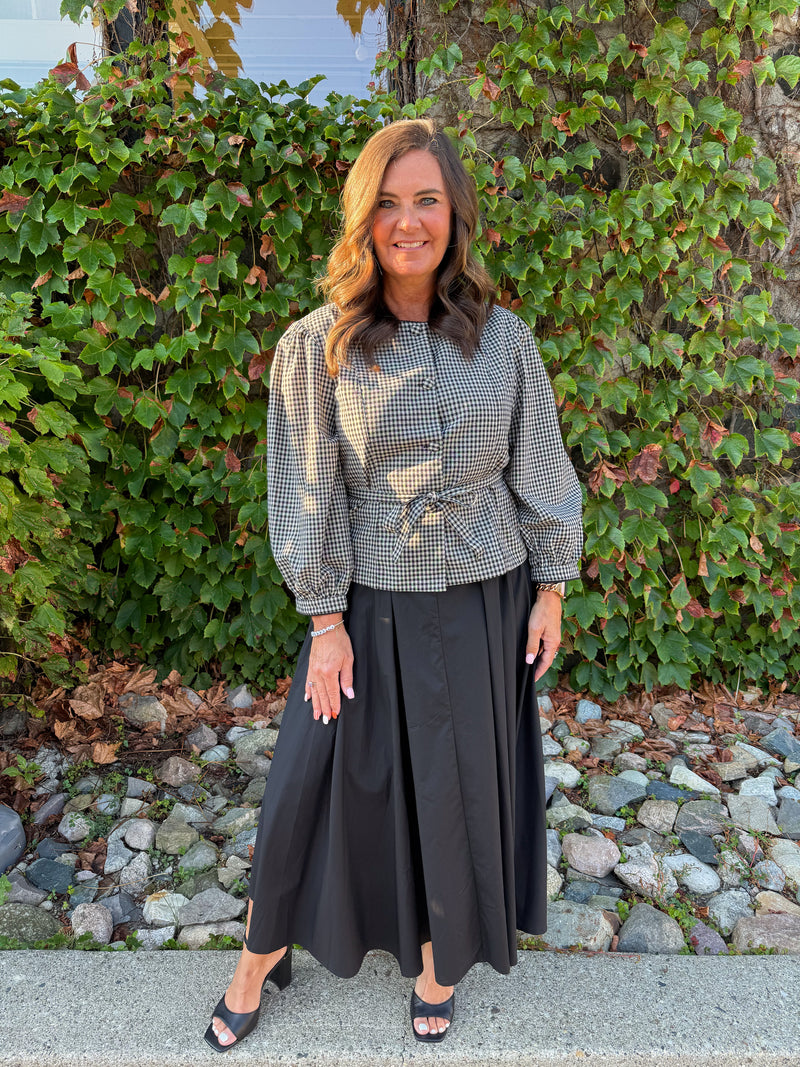 Ava A-Line Midi Skirt - Black