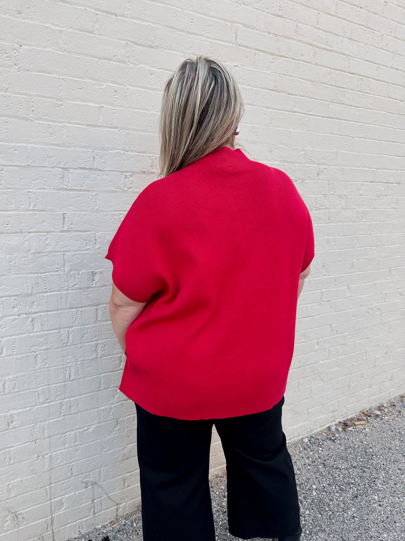 Red Sleeveless Sweater | Curvy