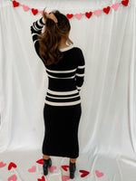 Little Black Striped Midi Dress