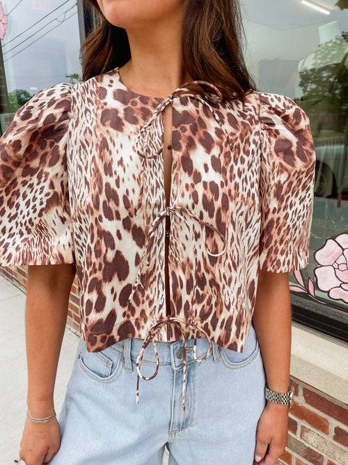 Lucy Leopard Tie Top