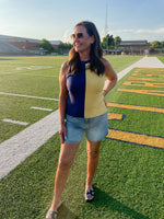 Halftime Split Tank - Navy/Yellow