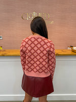 Jenna Floral Jacquard Cardigan - Mauve