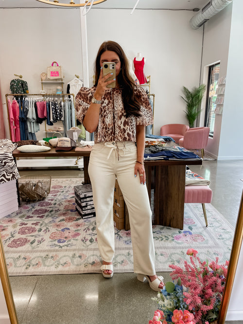 Ella Ecru Tie Waist Pants