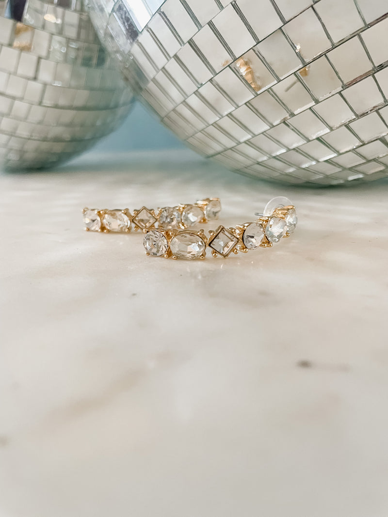Curved Crystal Bar Earrings