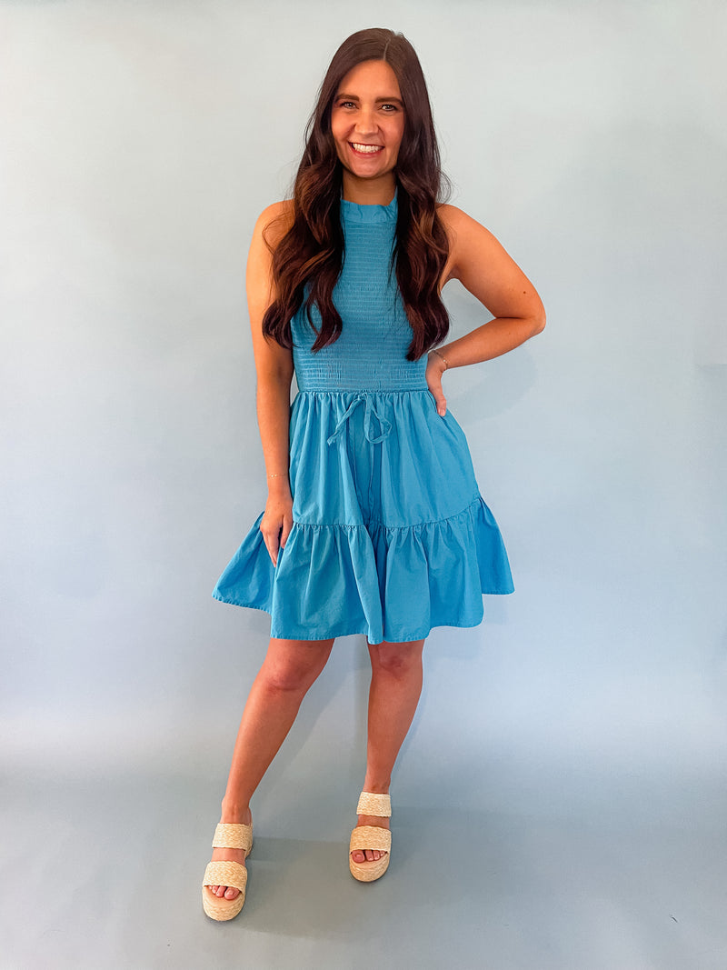 Backyard BBQ Halter Dress - Blue Backyard BBQ Halter Dress - Blue