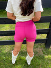 Miranda Ribbed Biker Shorts - Pink