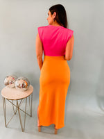 Mexico Midi Dress - Hot Pink/Orange