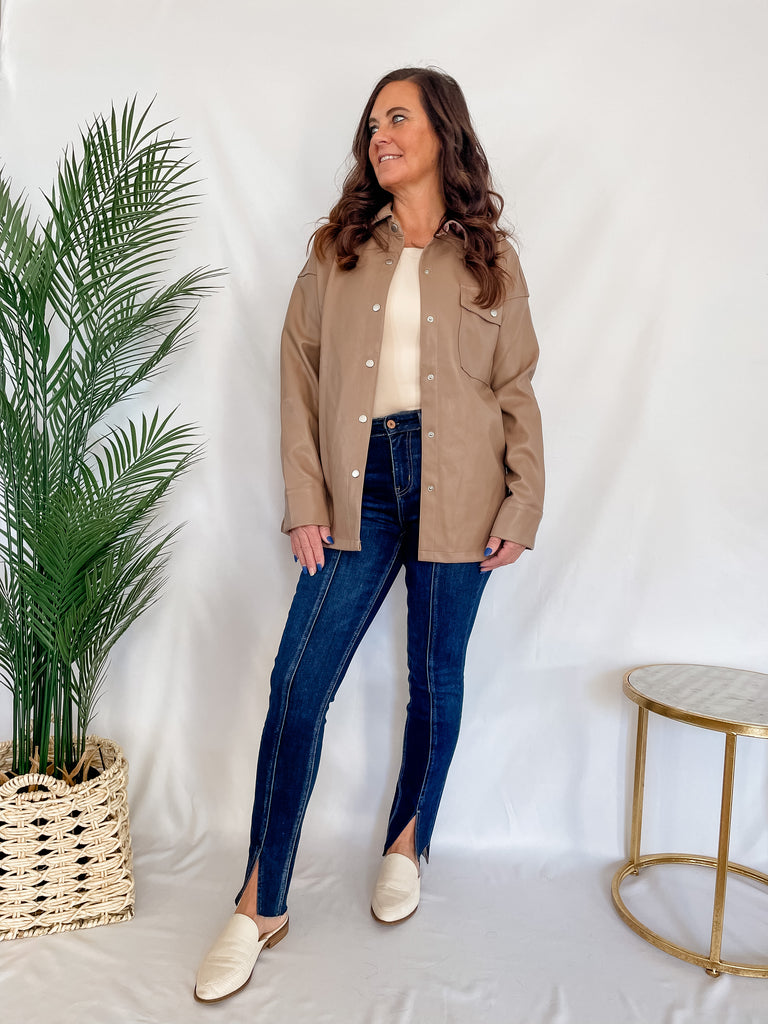 Babe In Beige Leather Shacket