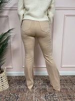 Tan Flare High Rise Denim