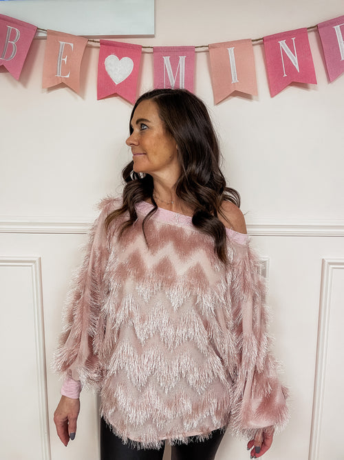 Making Me Blush Fringed Top