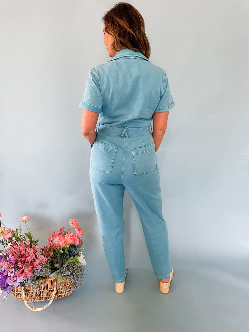 Bright Blue Utility Jumpsuit