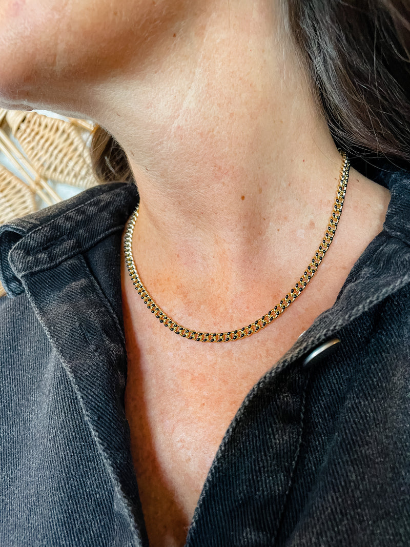 Cuban Link Chain Necklace - Black & Gold